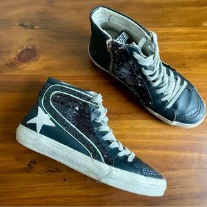 Golden Goose Black Sequin Slide Sneakers, Size 7